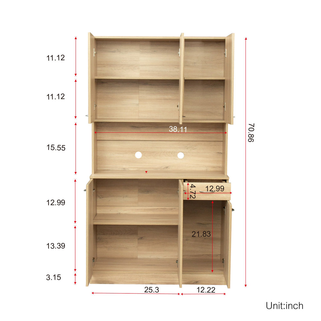 70.87' Tall White Kitchen Cabinet with 6-Doors
