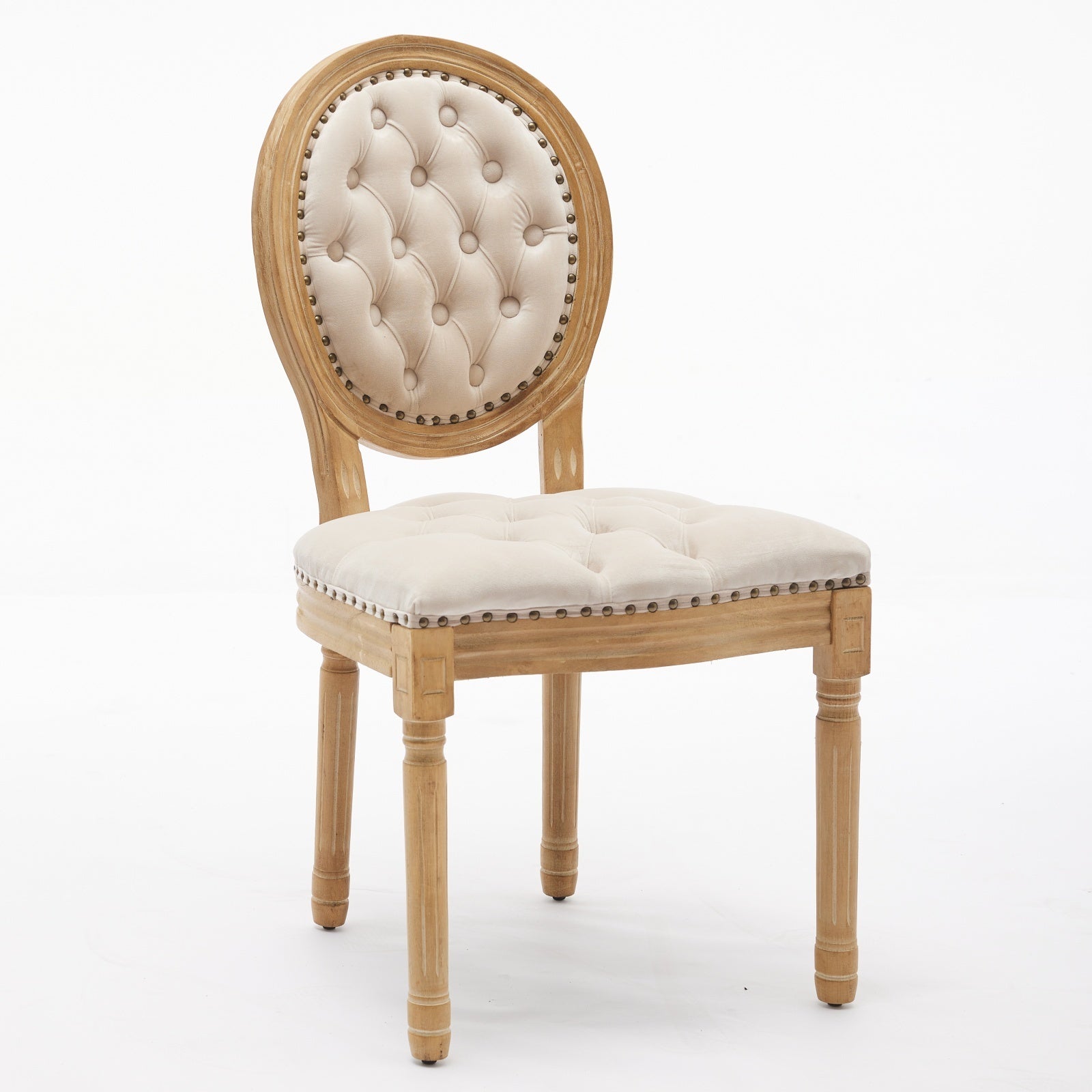 French Style Solid Wood Frame Velvet Dining Chairs (Set of 2)