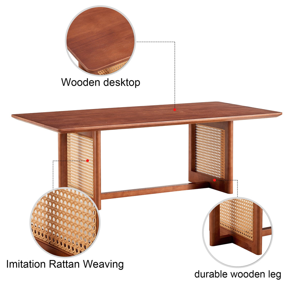 Chinese Style Rattan Solid Wood Coffee Low Table
