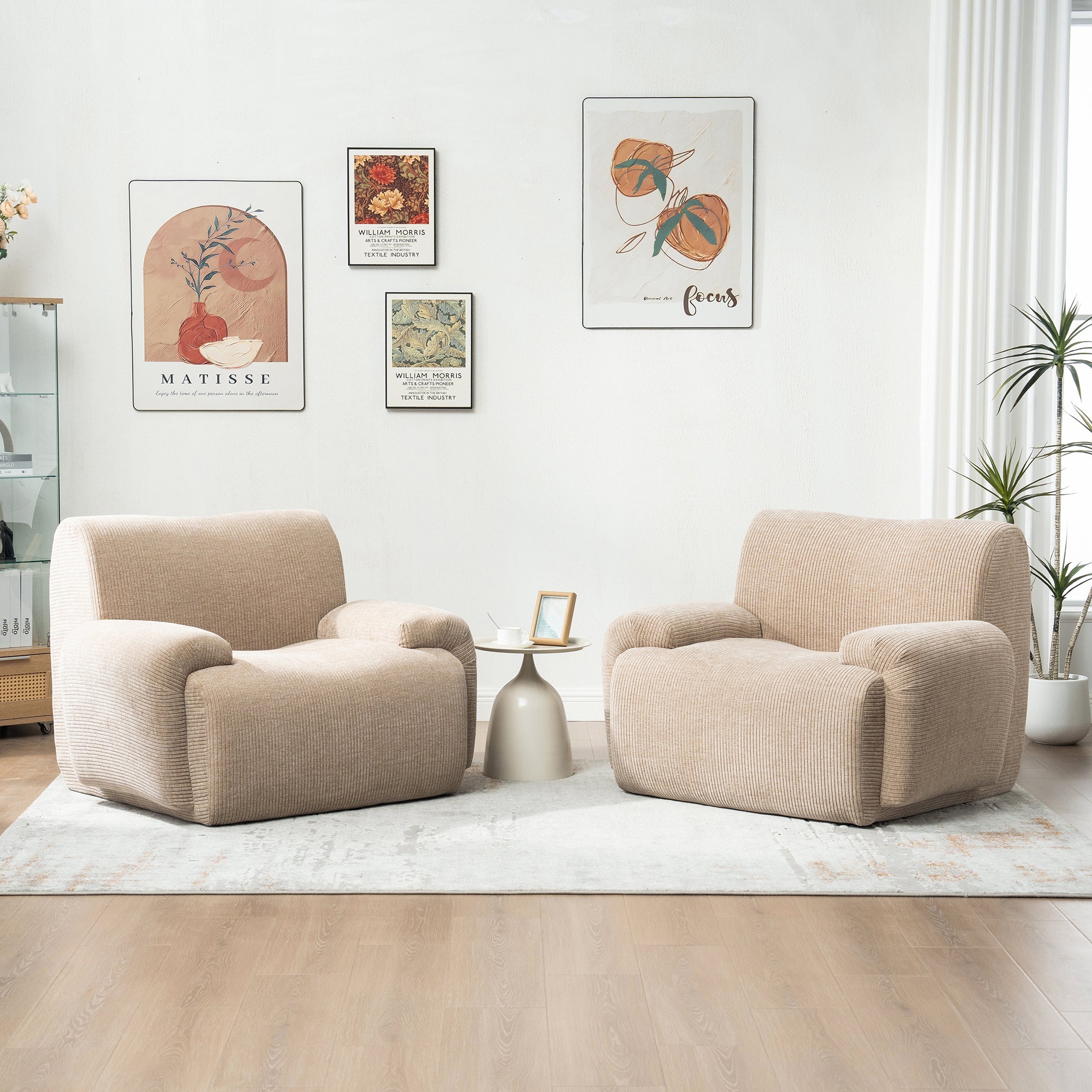 Modern Chenille Vertical Stripe Accent Chair