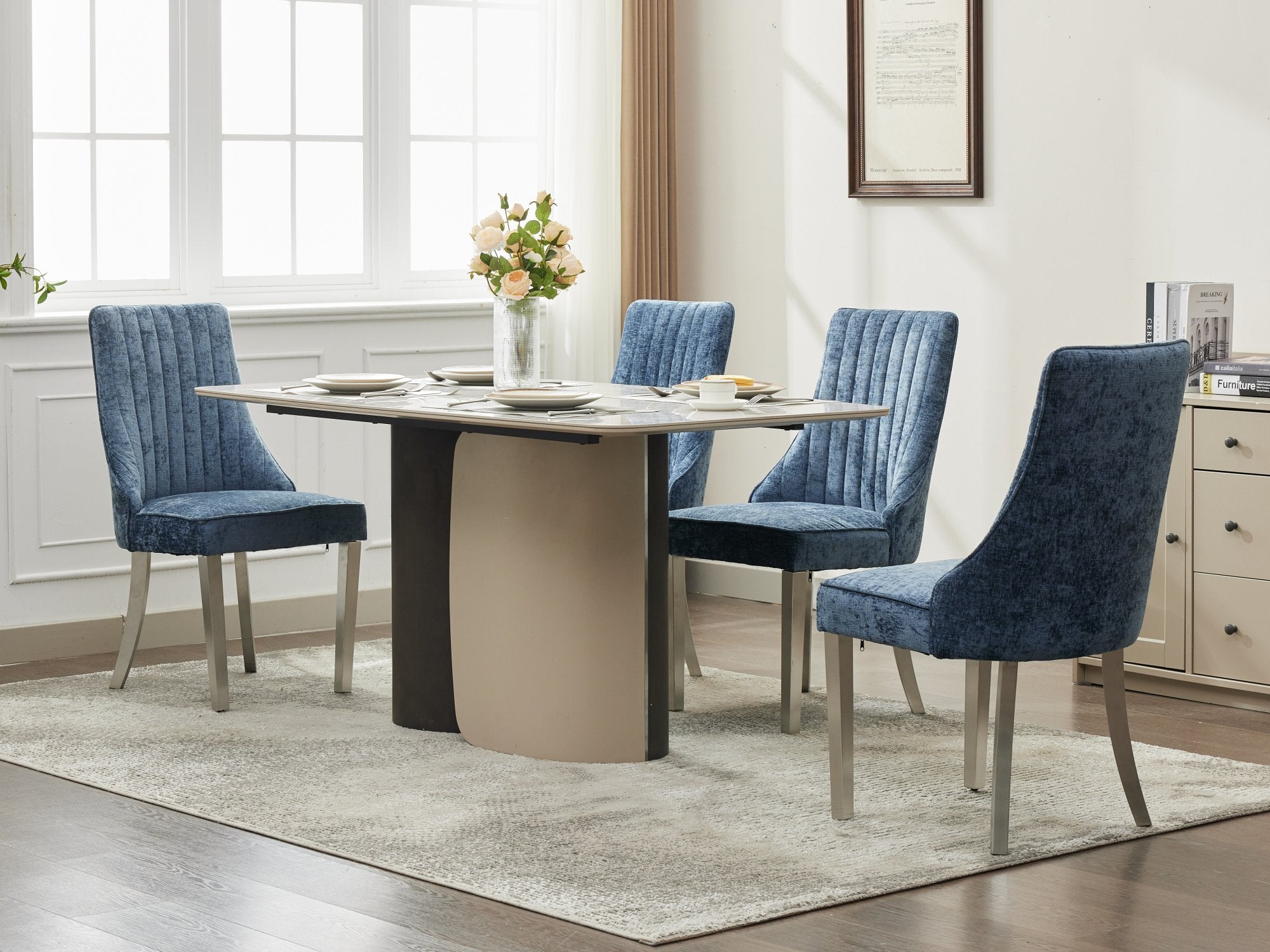 Rayon Cloth Flocking Chenille Dining Chairs (Set of 2 )