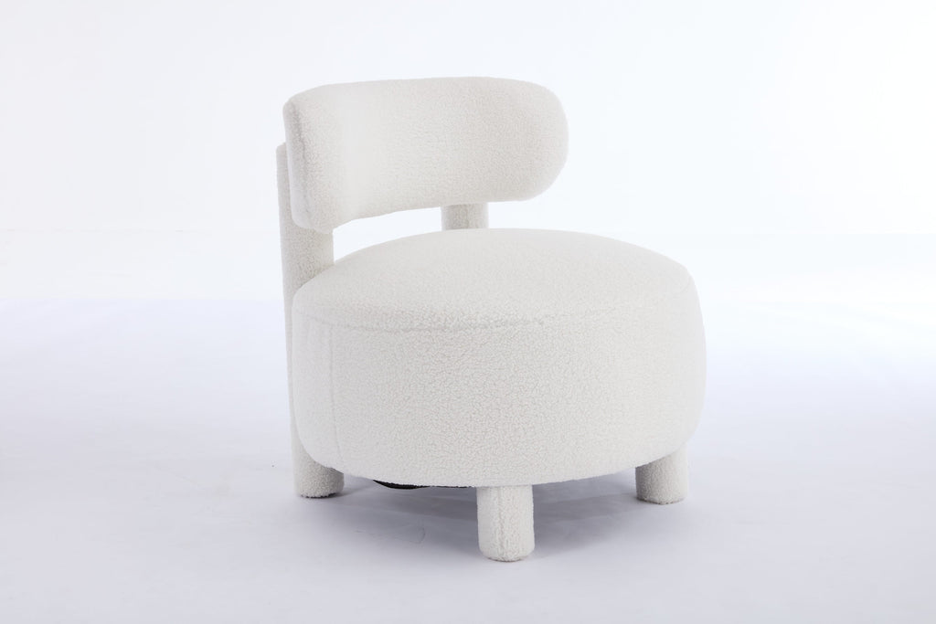 Fur/Teddy Fabric Armless Accent Chair with Curved Backrest
