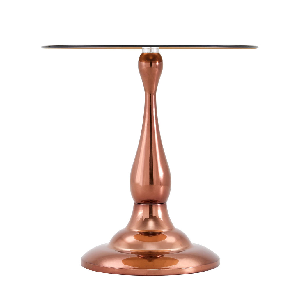 20" Small Luxury Metal Round Side Table with a Glass Top