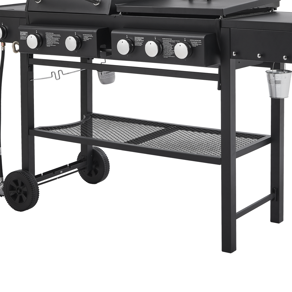 All-in-One 5 Burner Propane Gas Grill Griddle Combo 56000 BTU Heavy Duty Backyard BBQ