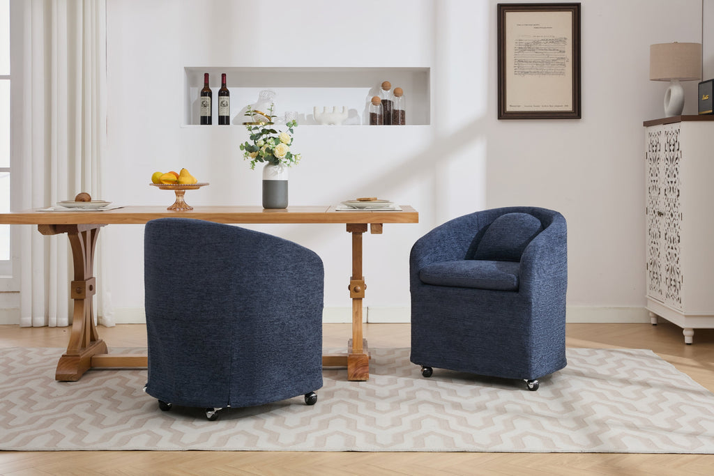 Modern Chenille Fabric Dining Armchair with Back Cushion
