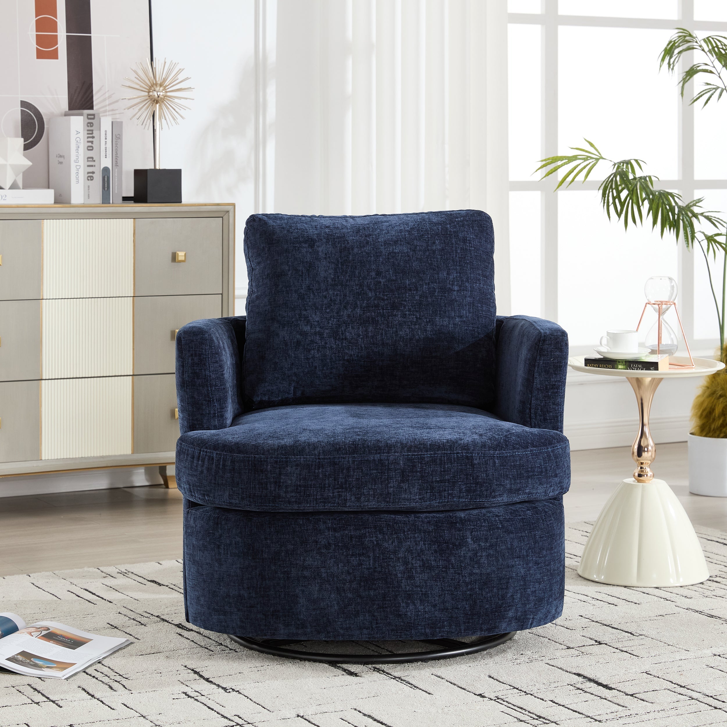 Swivel Chenille Fabric Sofa Chair