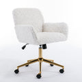 Artificial Rabbit Hair Home Office Chair with Golden Metal Base
