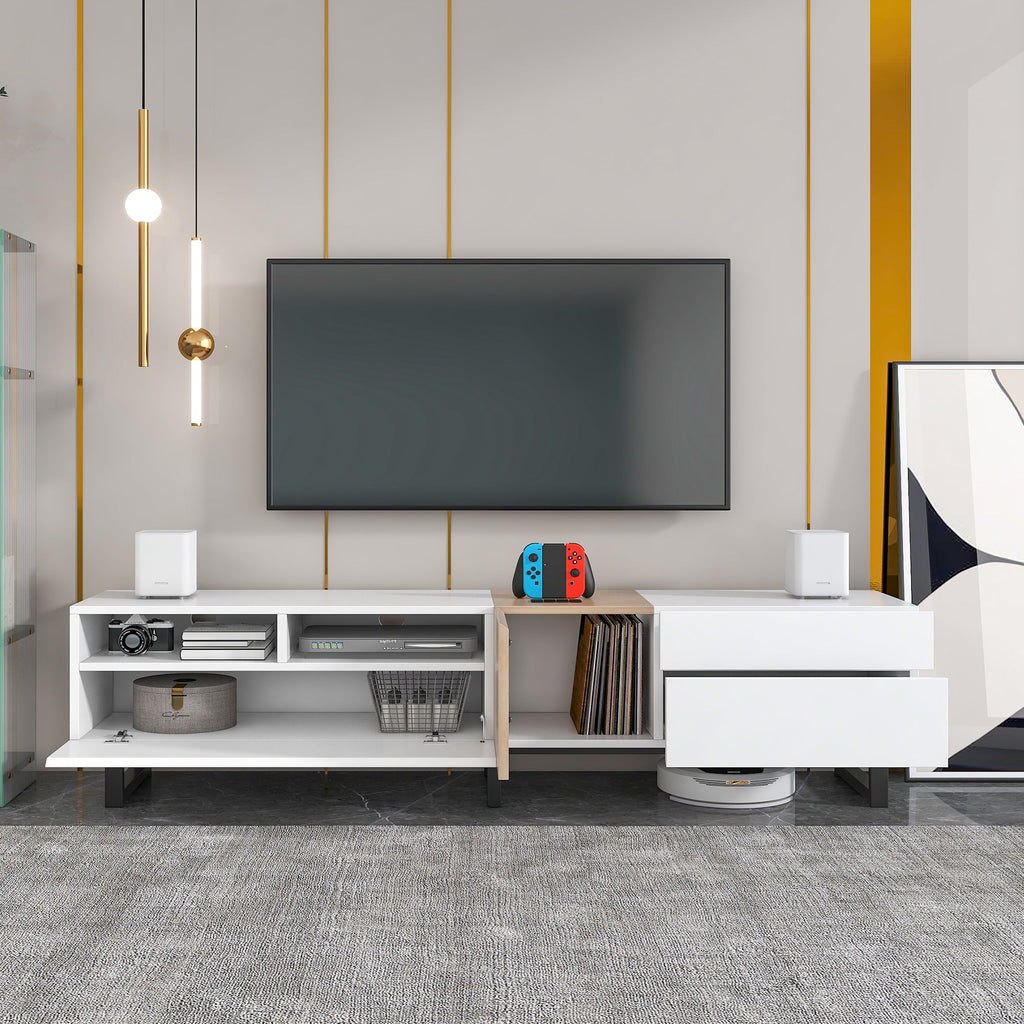 Modern TV Stand for 80'' TV with Double Storage Space