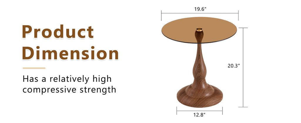 20" Small Luxury Metal Round Side Table with a Glass Top