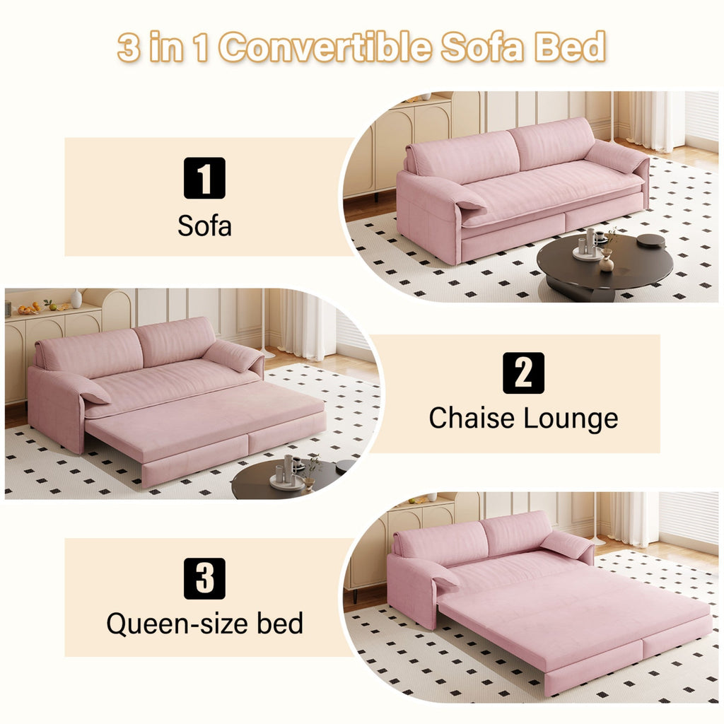 3-in-1 Convertible Sleeper Sofa with Side Storage