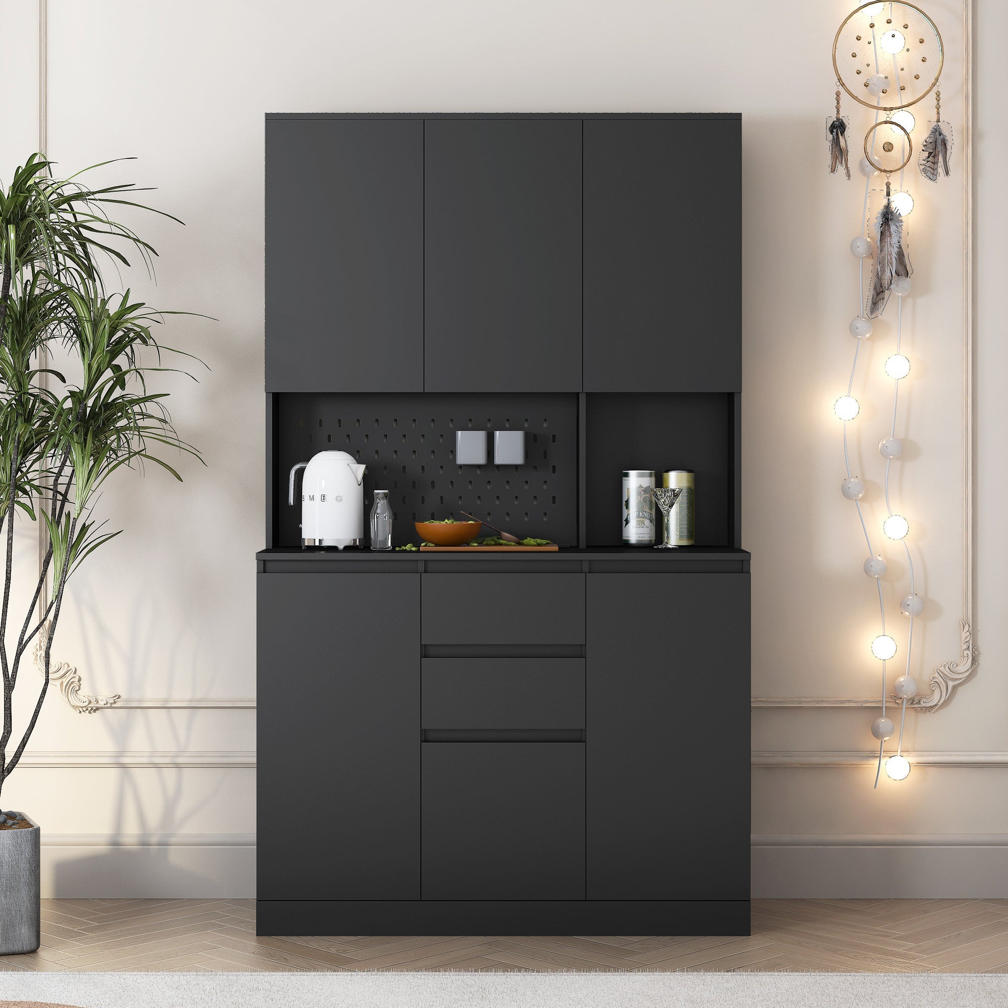 74" Freestanding Kitchen Pantry Cabinet