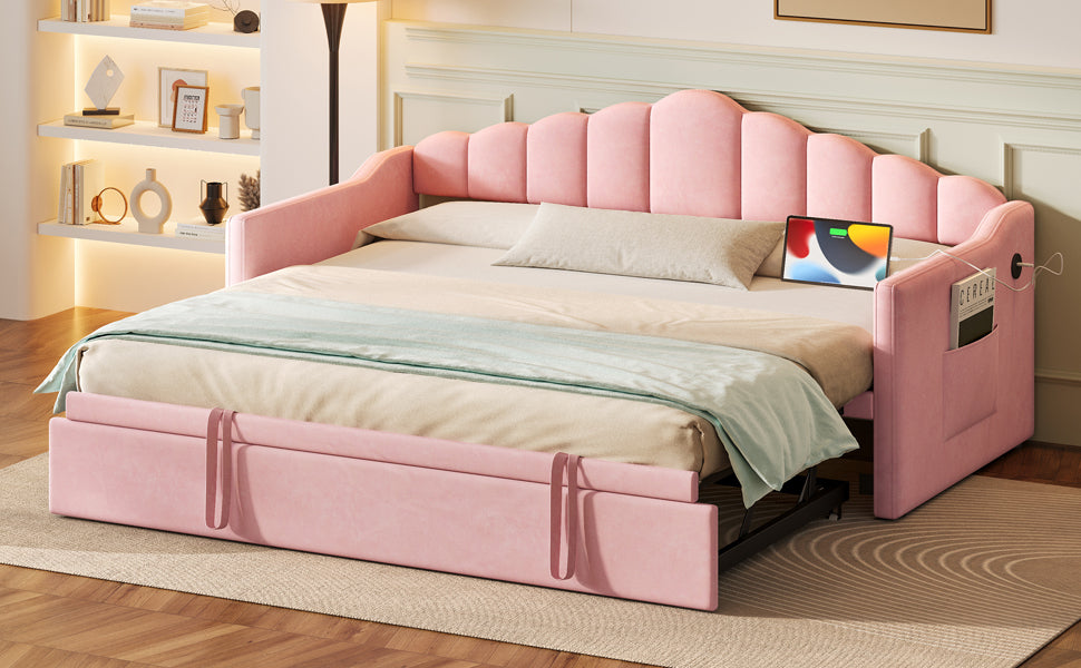 Upholstered Twin Size Daybed with Adjustable Height