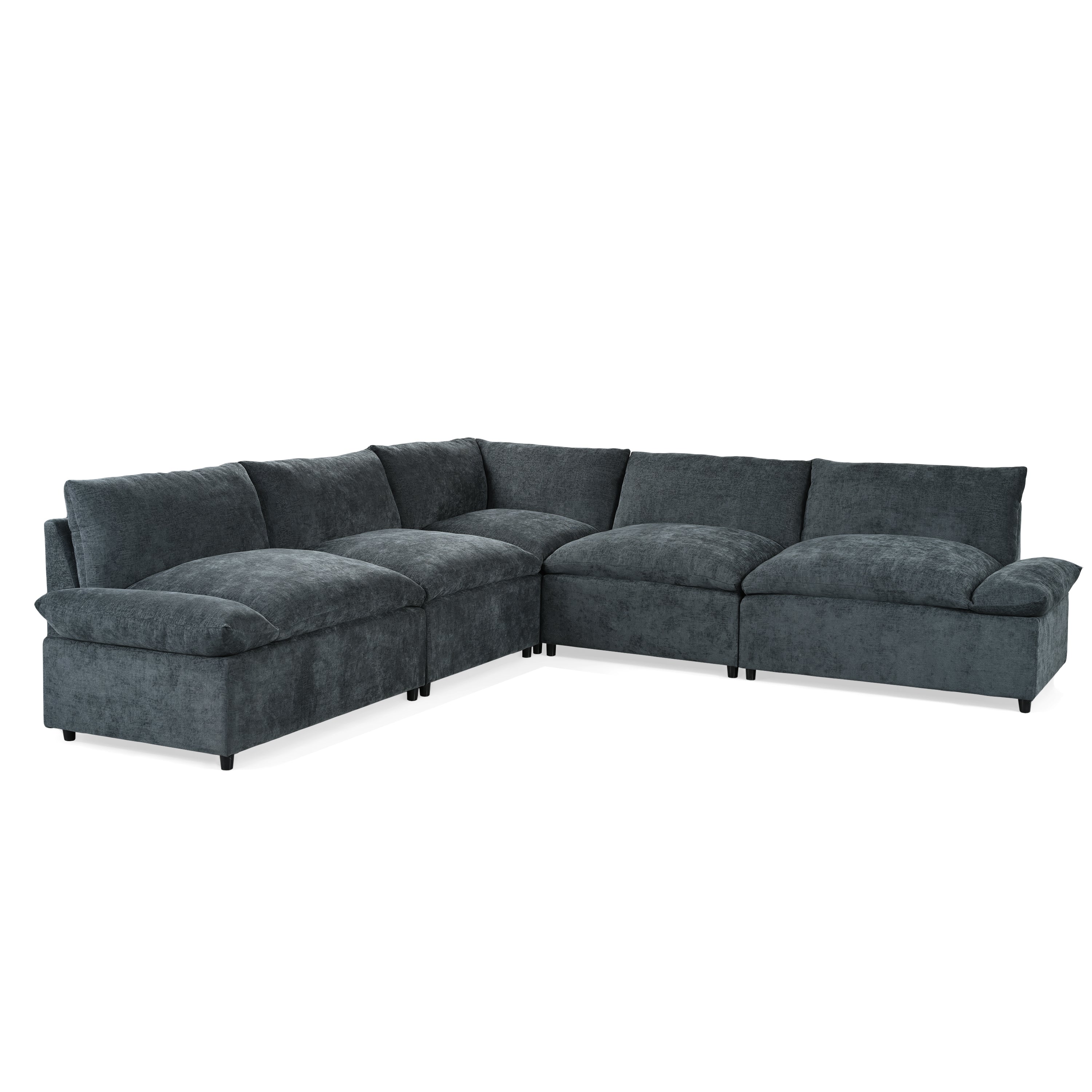 115.5' Modular Deep Gray Sectional Sofa