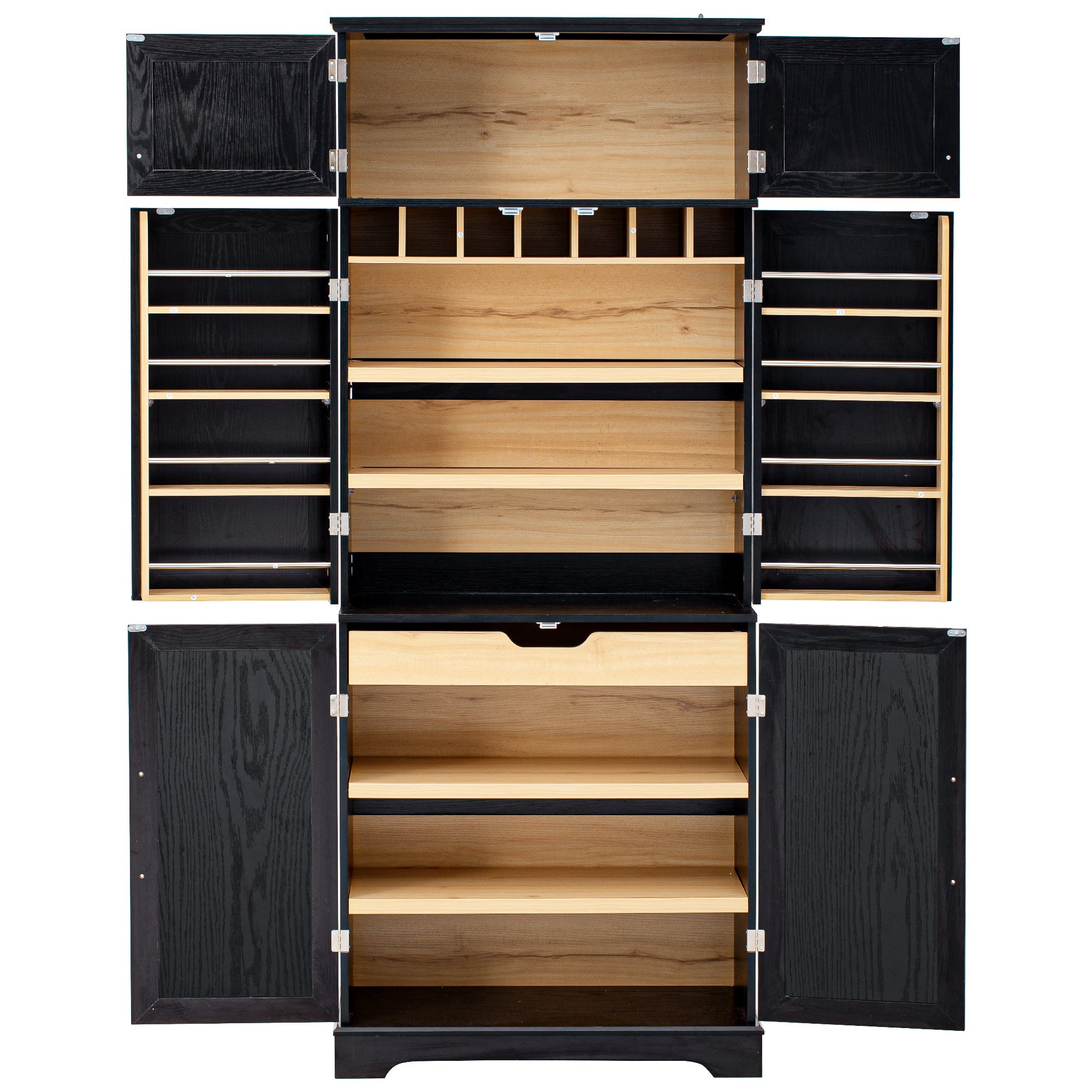 78" Tall Farmhouse Kitchen Pantry Cabinet with Shelves Drawer Wine Rack
