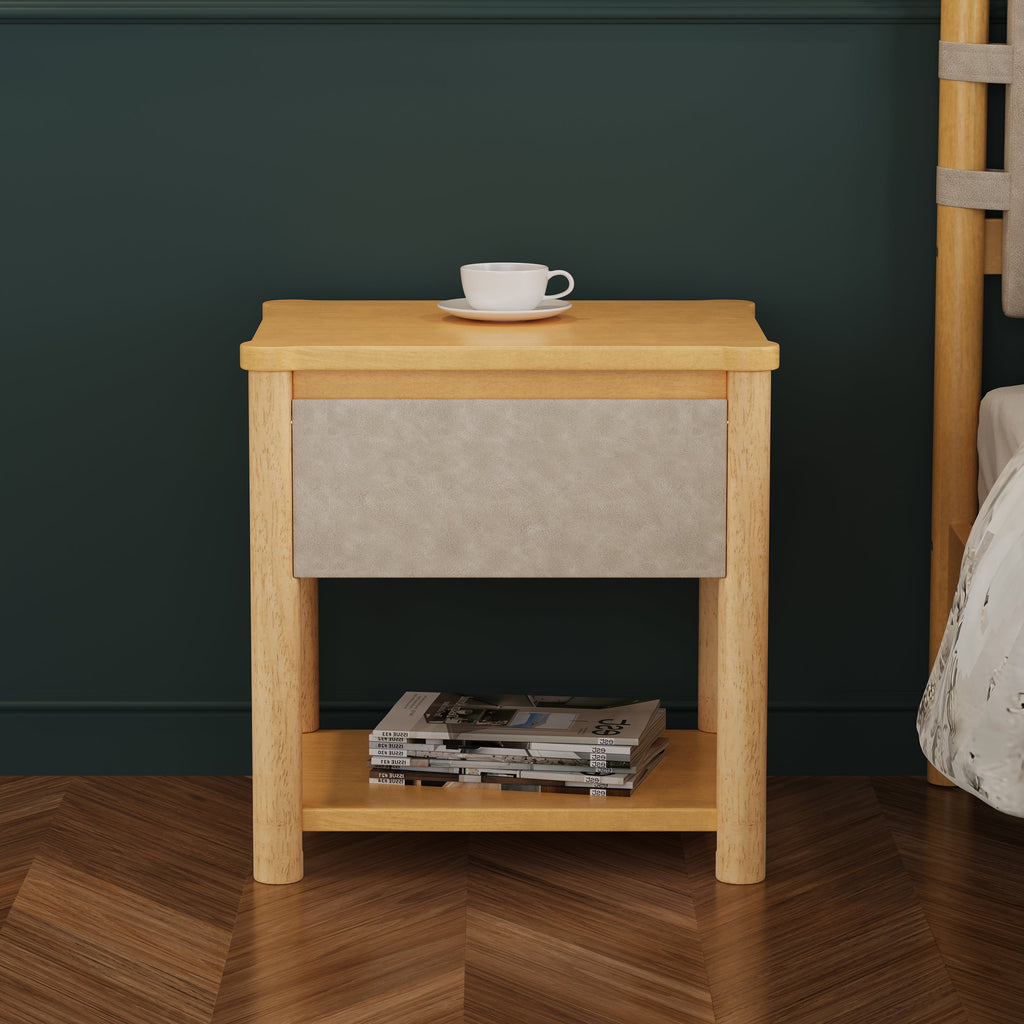 Modern Wood Nightstands with Drawer (Set of 2)