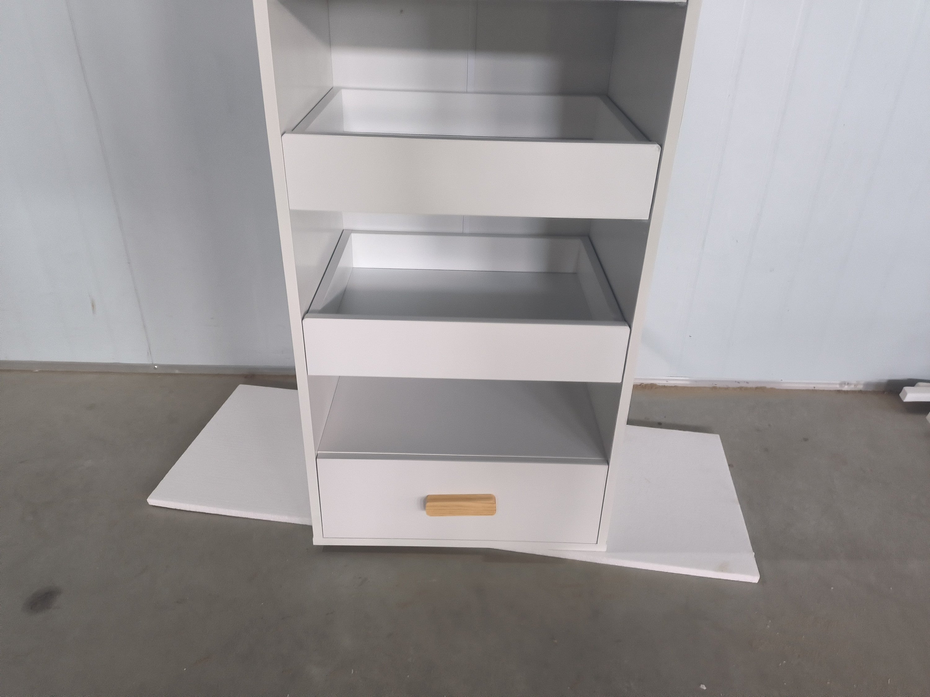 4-Tier Freestanding Bookshelf with 3 Sliding Drawers and 1 Bottom Drawer