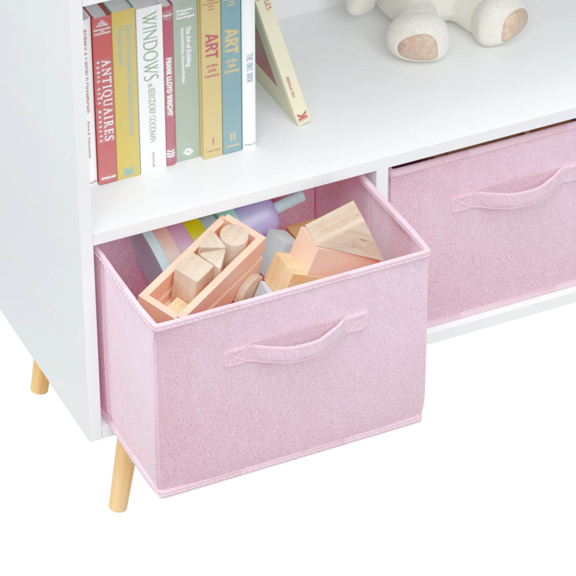 Children's Book Display Kids Bookcase with 3 Fabric Bins