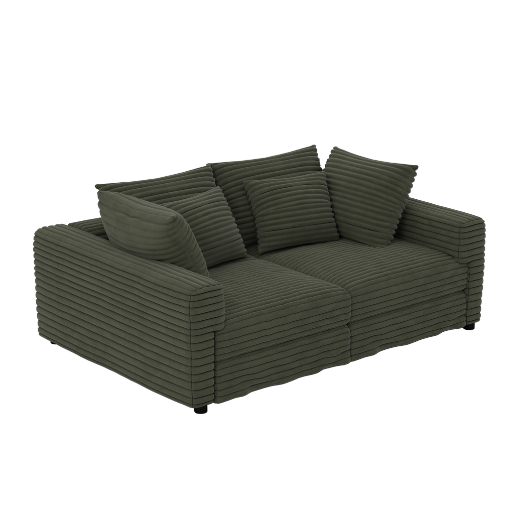 Modern 4 Seat Comfy Upholstered Sofa + Ottoman Option