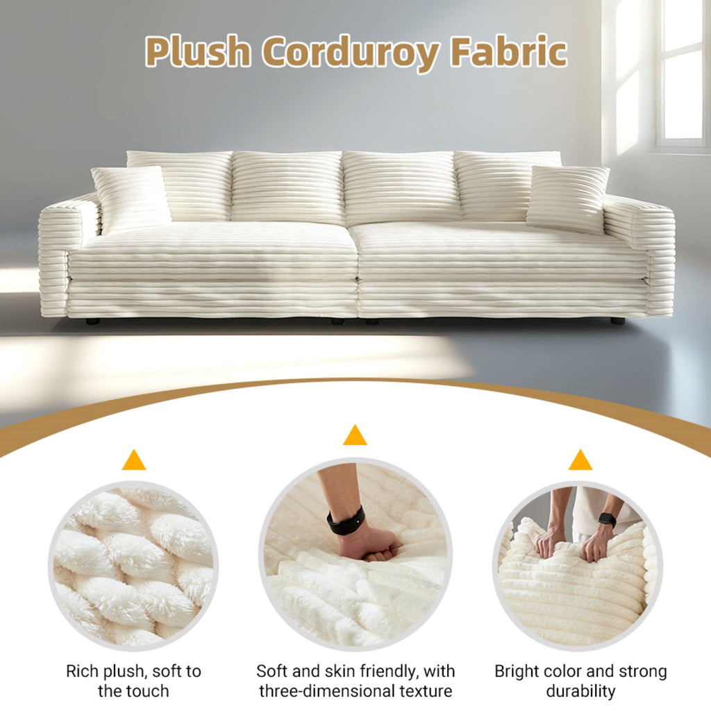Modern 4 Seat Comfy Upholstered Sofa + Ottoman Option