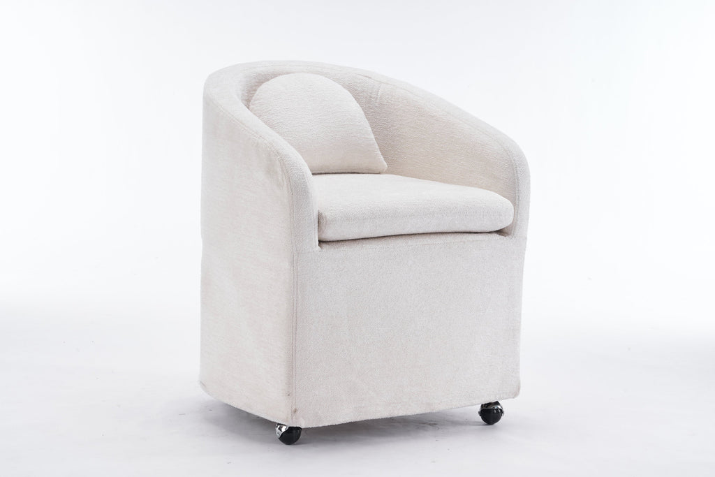 Modern Chenille Fabric Dining Armchair with Back Cushion
