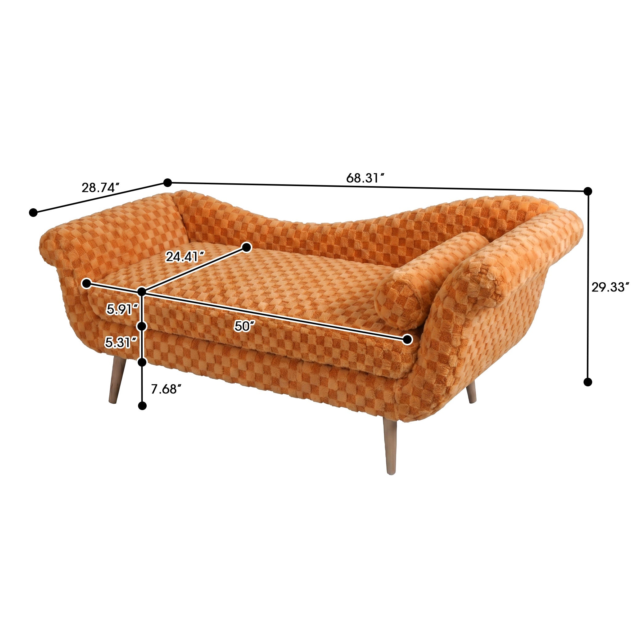Classic Diamond Pattern Fabric Paired with Elegant Scroll Arms