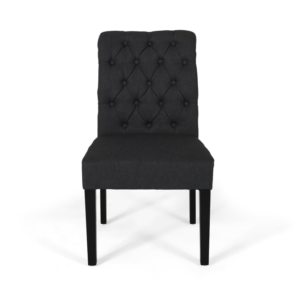 Tuft Dining Rolltop Chairs with Button Tufted Backrest (Set of 2)