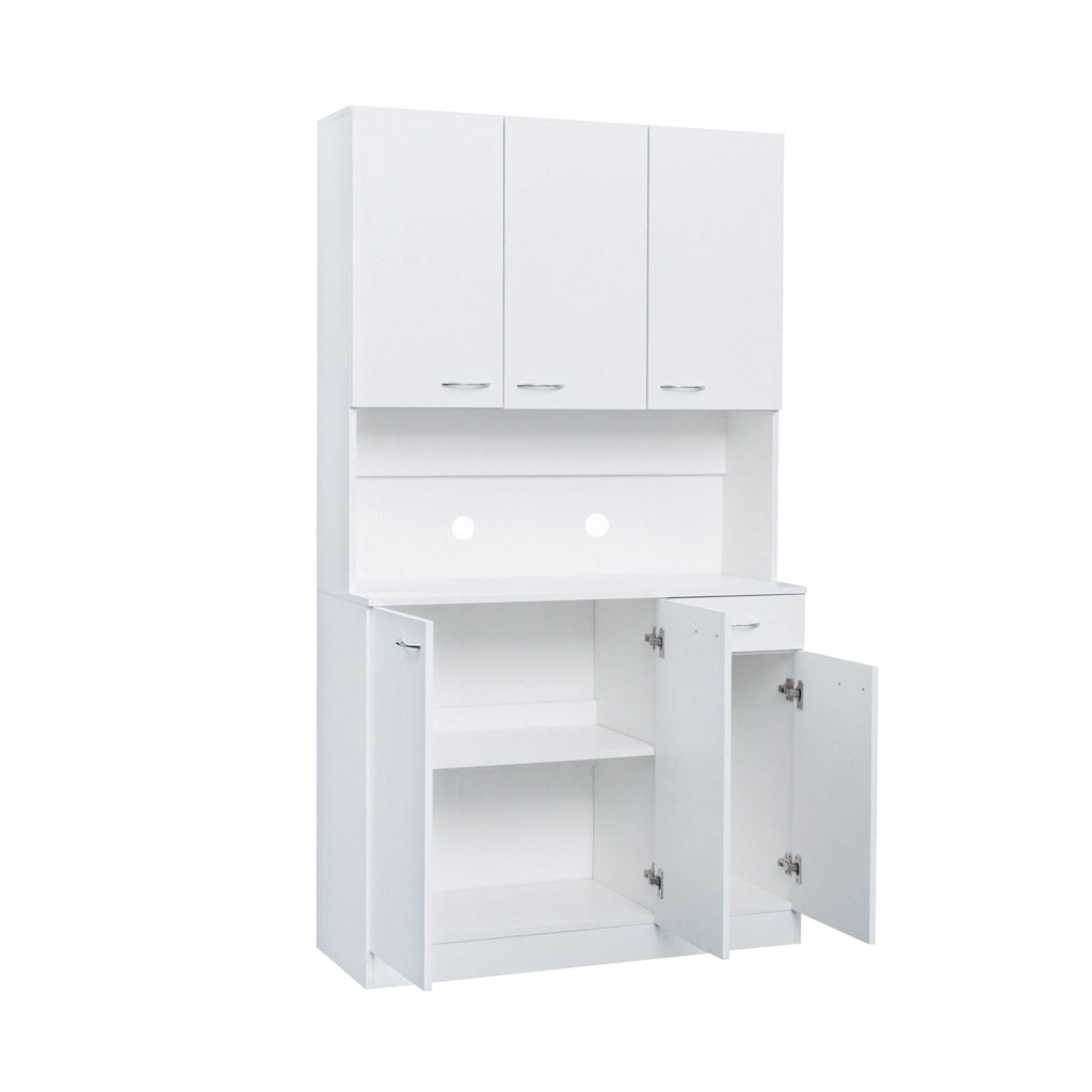 70.87' Tall White Kitchen Cabinet with 6-Doors