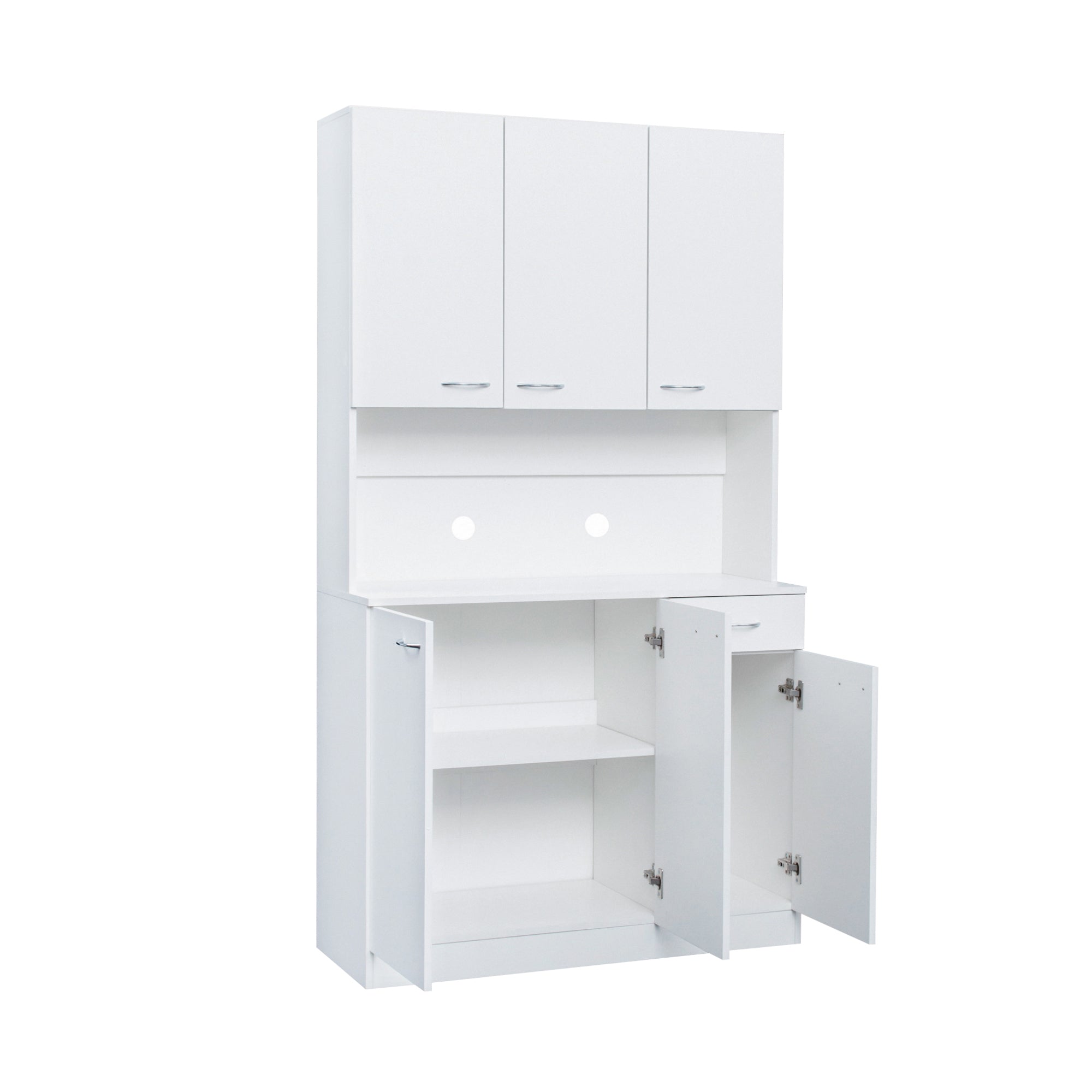 70.87' Tall White Kitchen Cabinet with 6-Doors