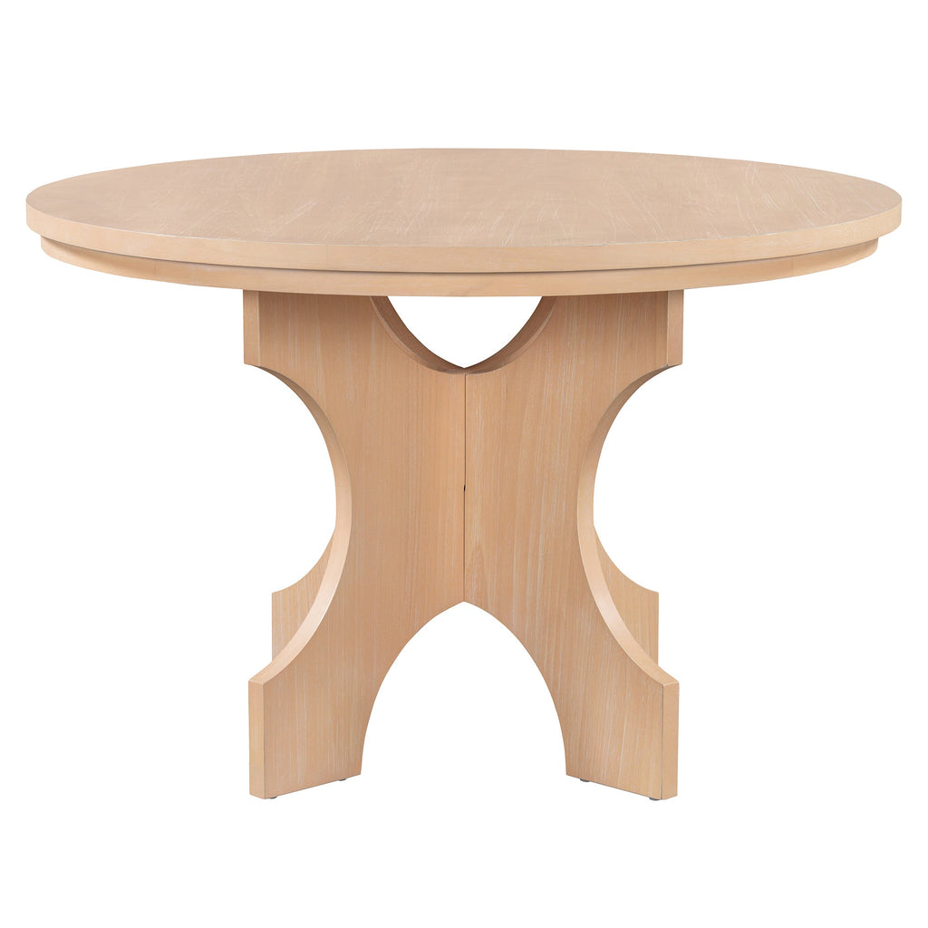 Rustic Charm Round Dining Set with 3 Upholstered Chairs