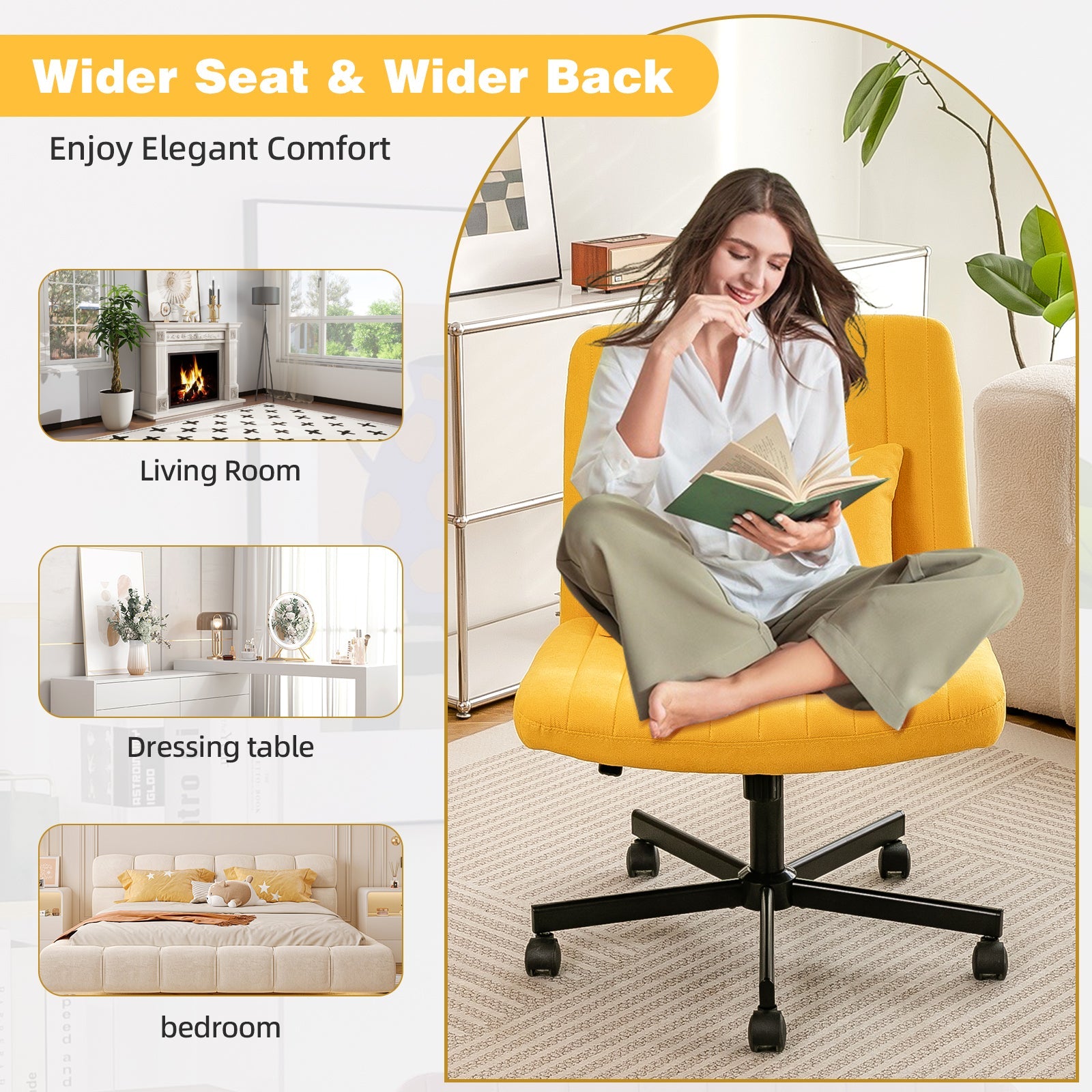 Criss Cross Armless Office Chair with Wheels