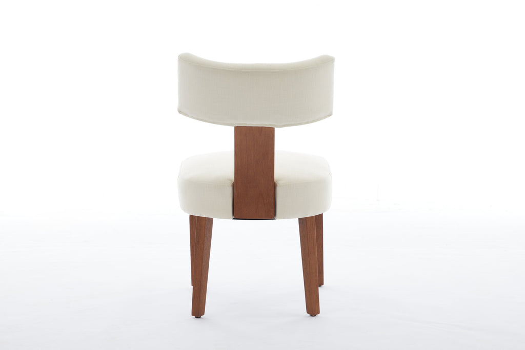 2Pcs  Modern Armless Dining Chairs With Curved Wingback and Solid Wooden Legs