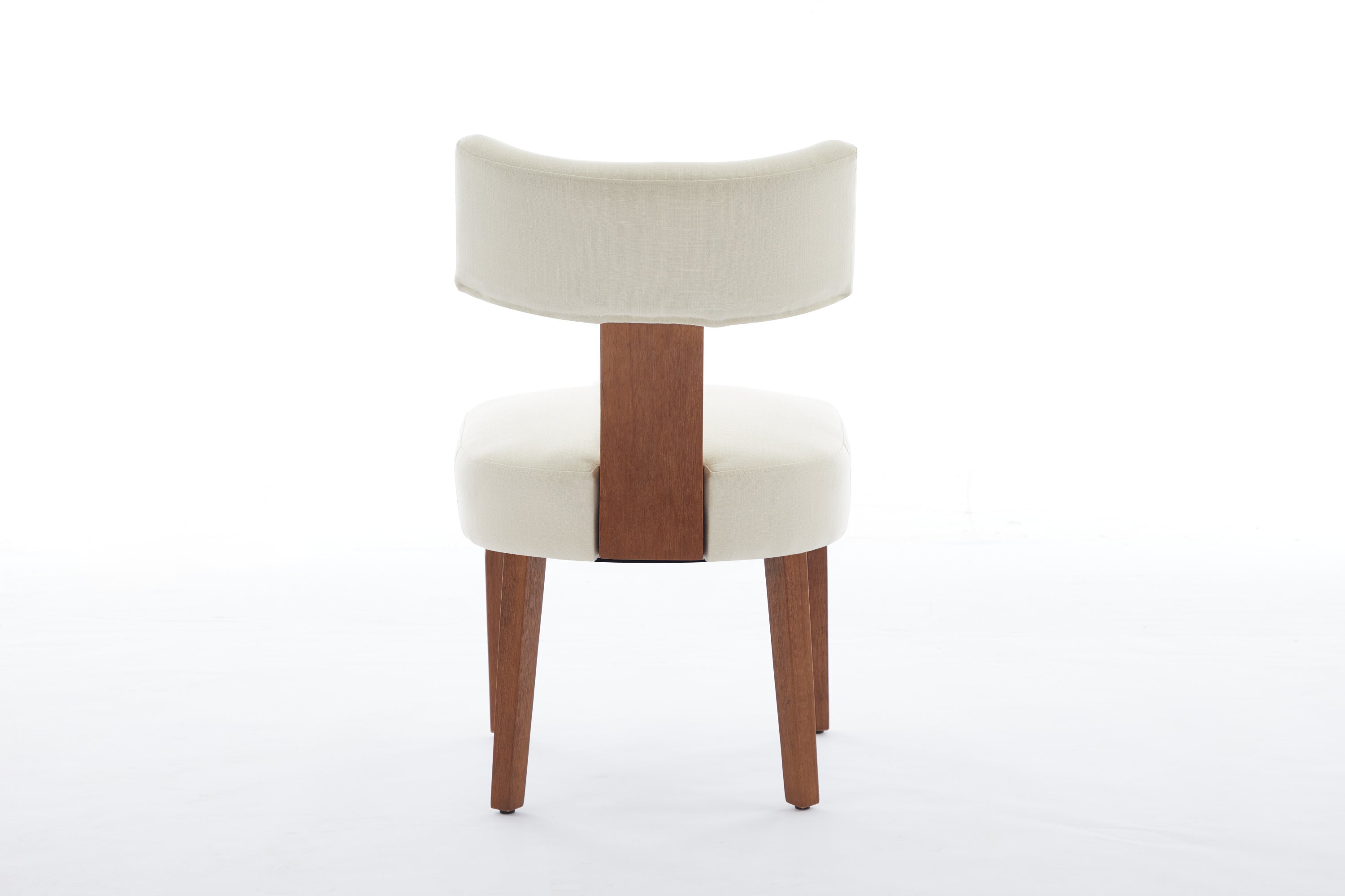 2Pcs  Modern Armless Dining Chairs With Curved Wingback and Solid Wooden Legs