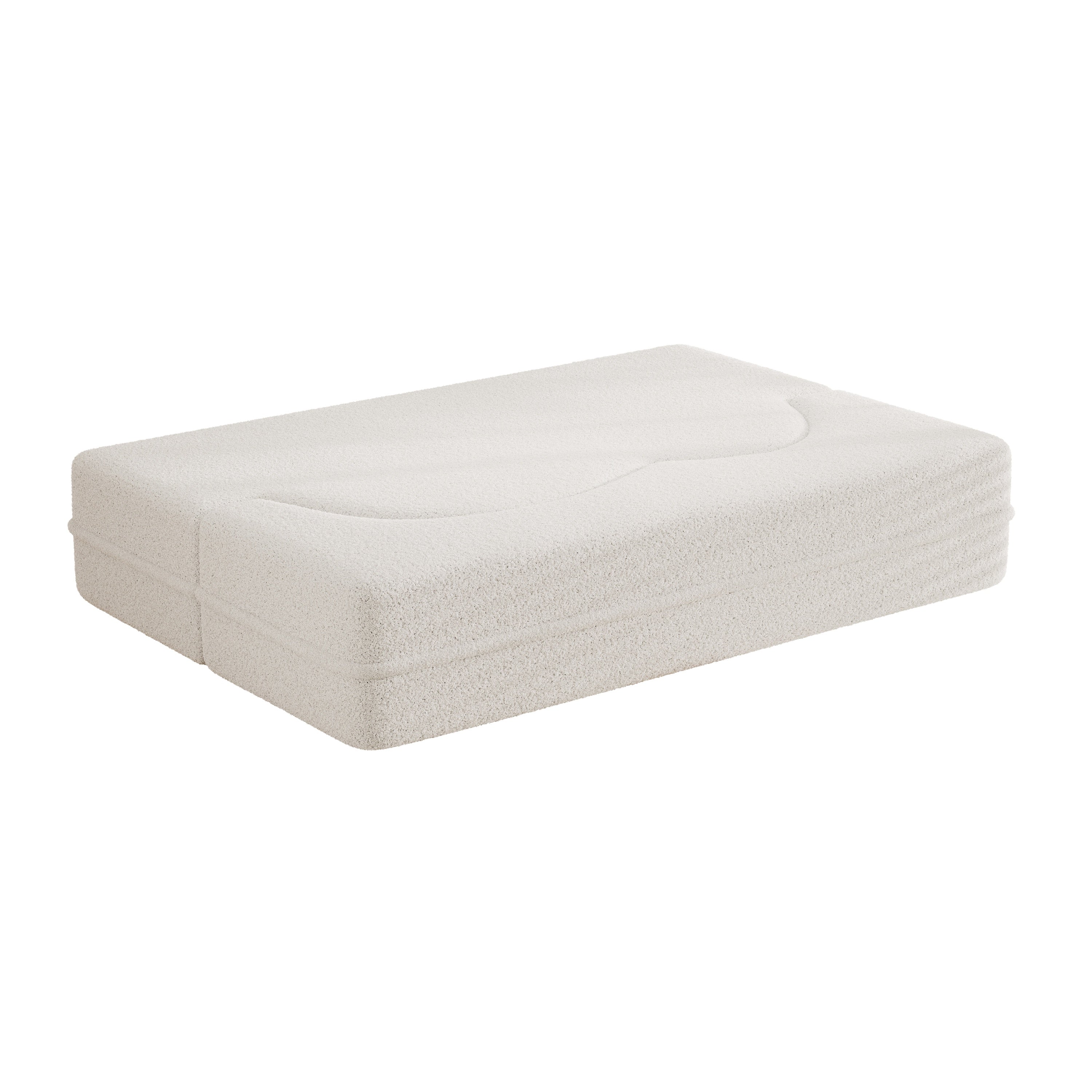 Modern Convertible Teddy Fabric Sofa with 2 Pillows