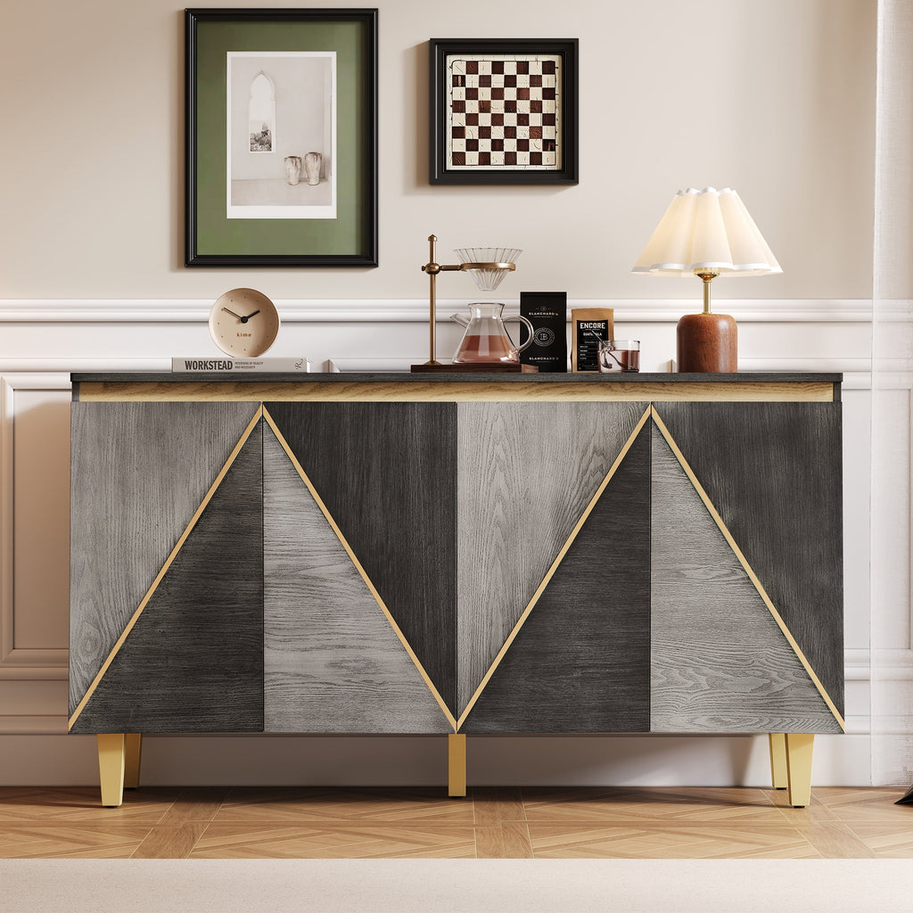 60' Retro Sideboard Cabinet with Adjustable Shelves