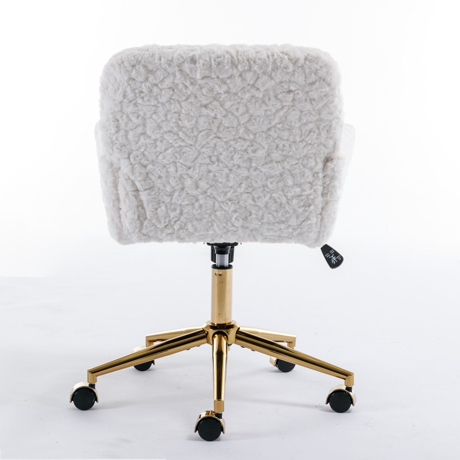 Artificial Rabbit Hair Home Office Chair with Golden Metal Base