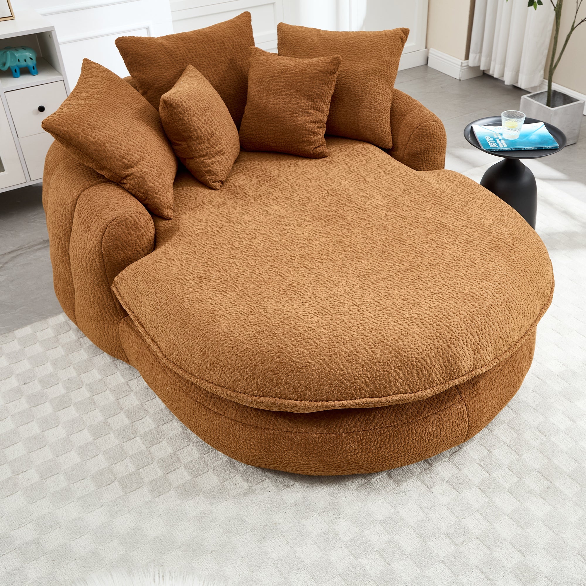 Oversized Oval Upholstered Bean Bag Sofa