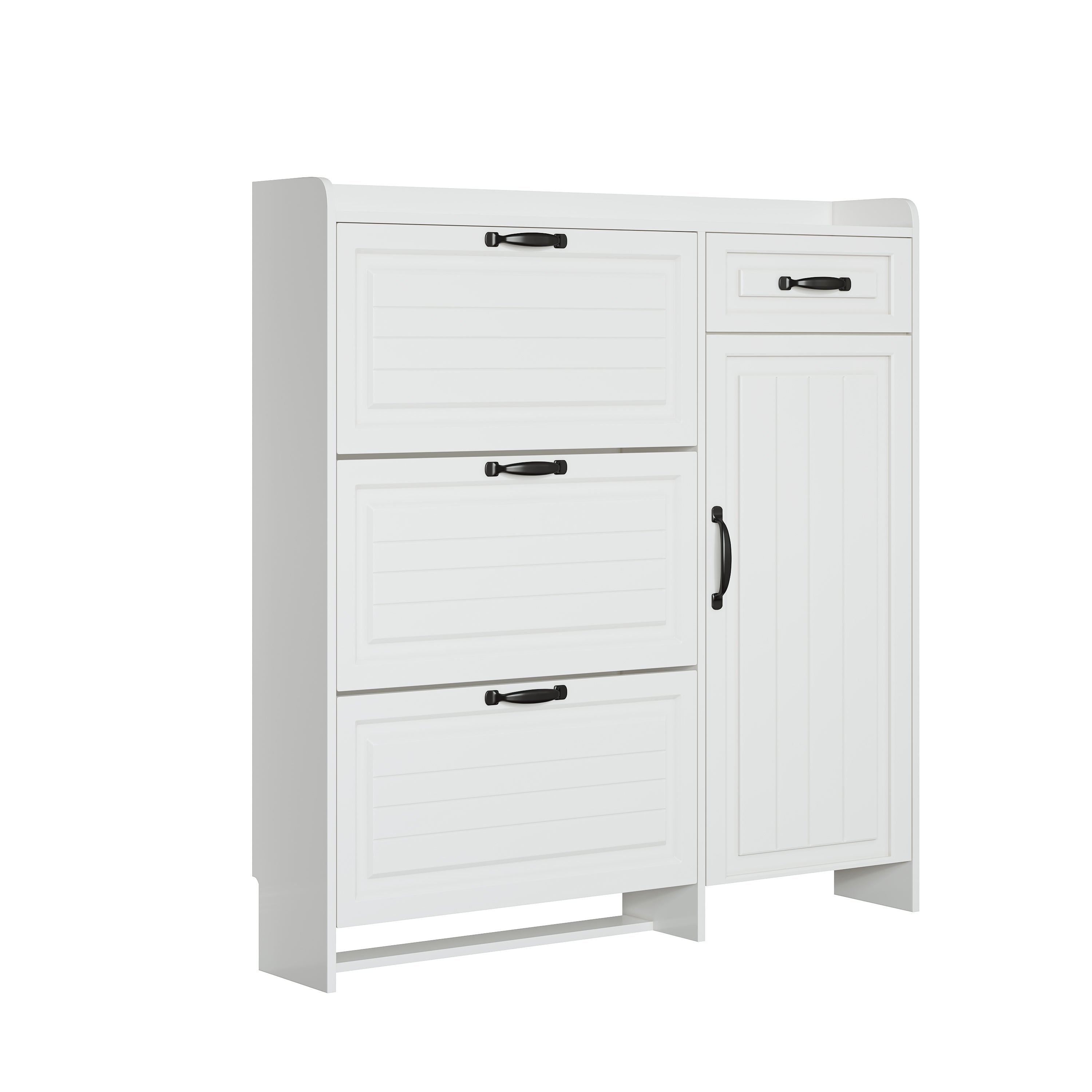 White Color Shoe Cabinet  with 4 Doors 1 Drawers