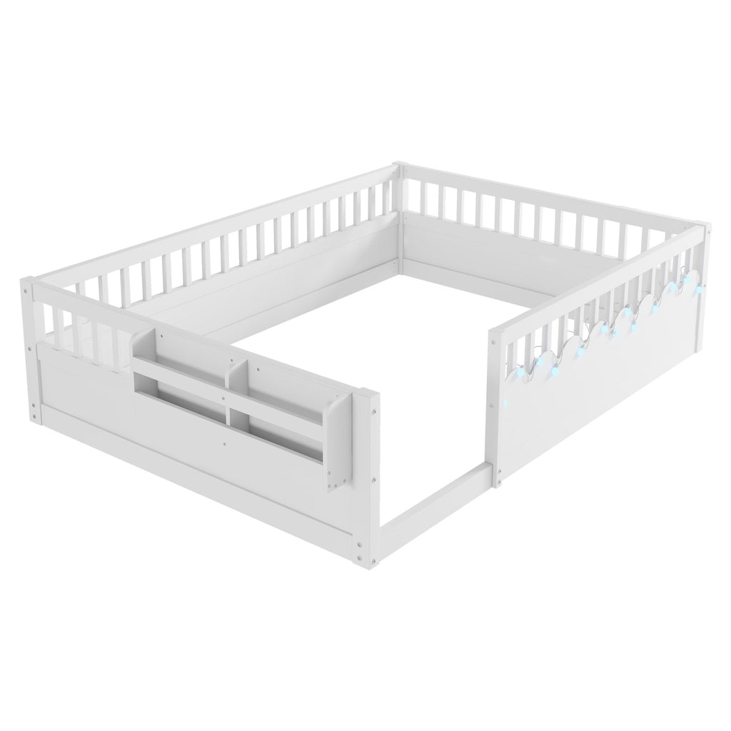 Twin/Full Montessori Floor Kids Bed Frame with High Rails