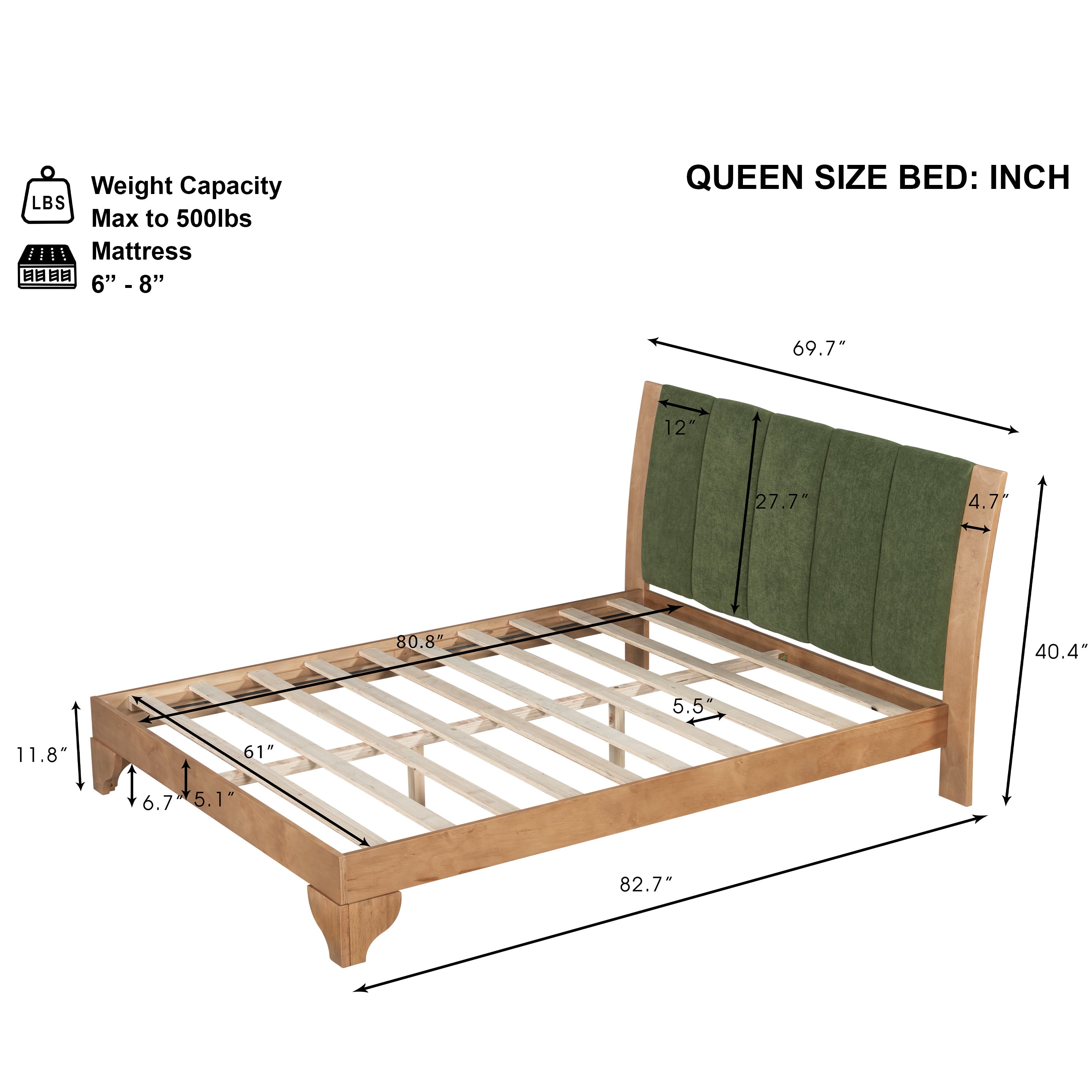 Queen Size Premium Pine Wood Queen Bed Frame