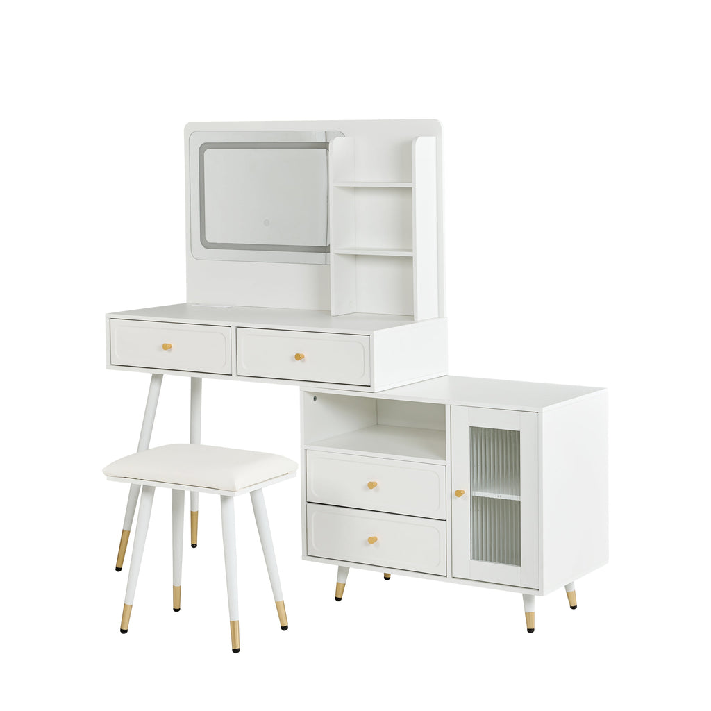Modern Makeup Vanity Desk with Mirror and Lights