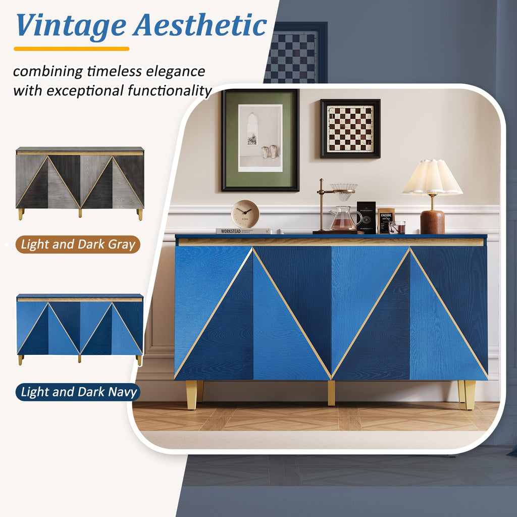 60' Retro Sideboard Cabinet with Adjustable Shelves