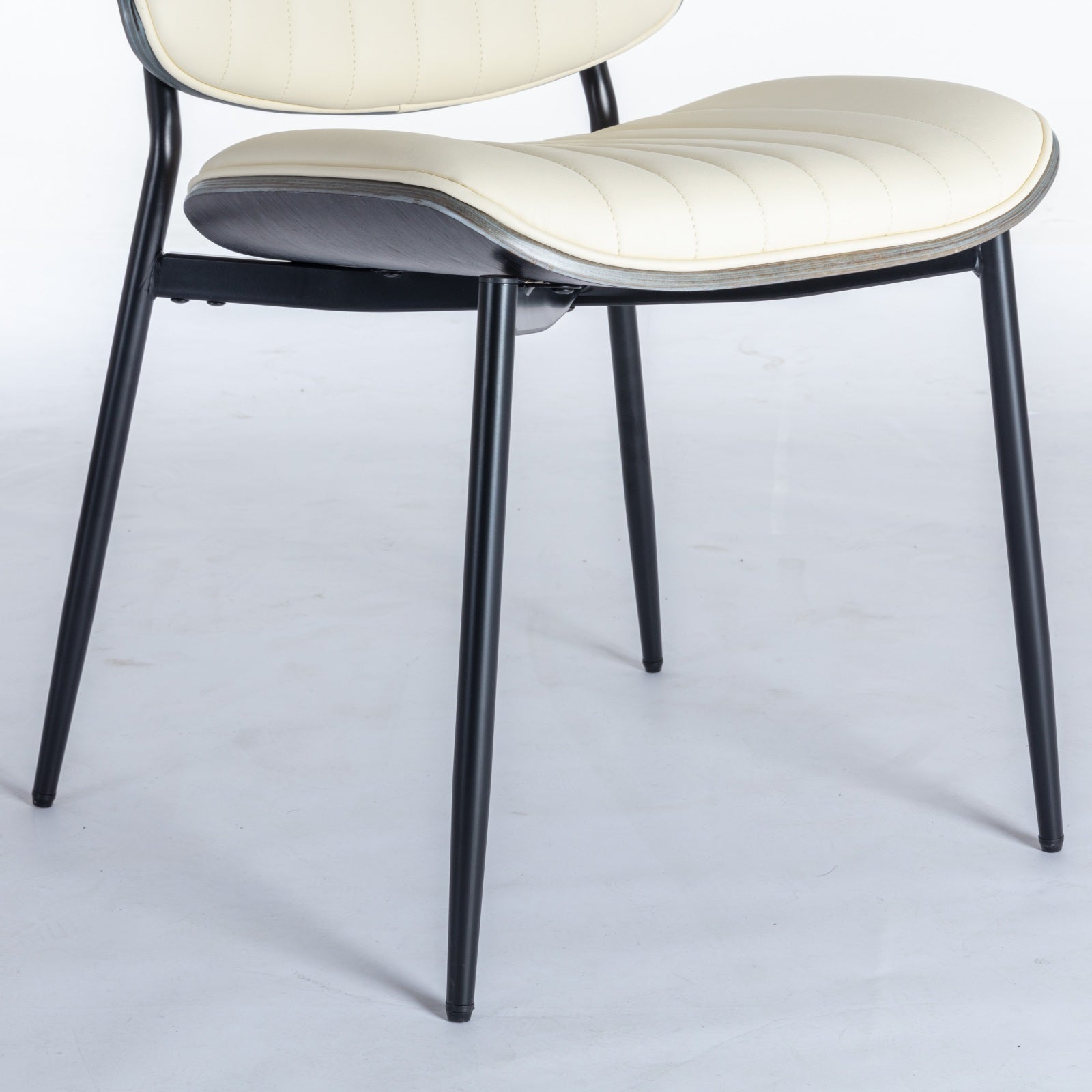 Mid Century Modern Retro Faux Leather Dining Chairs with Walnut Bentwood (Set of 2)