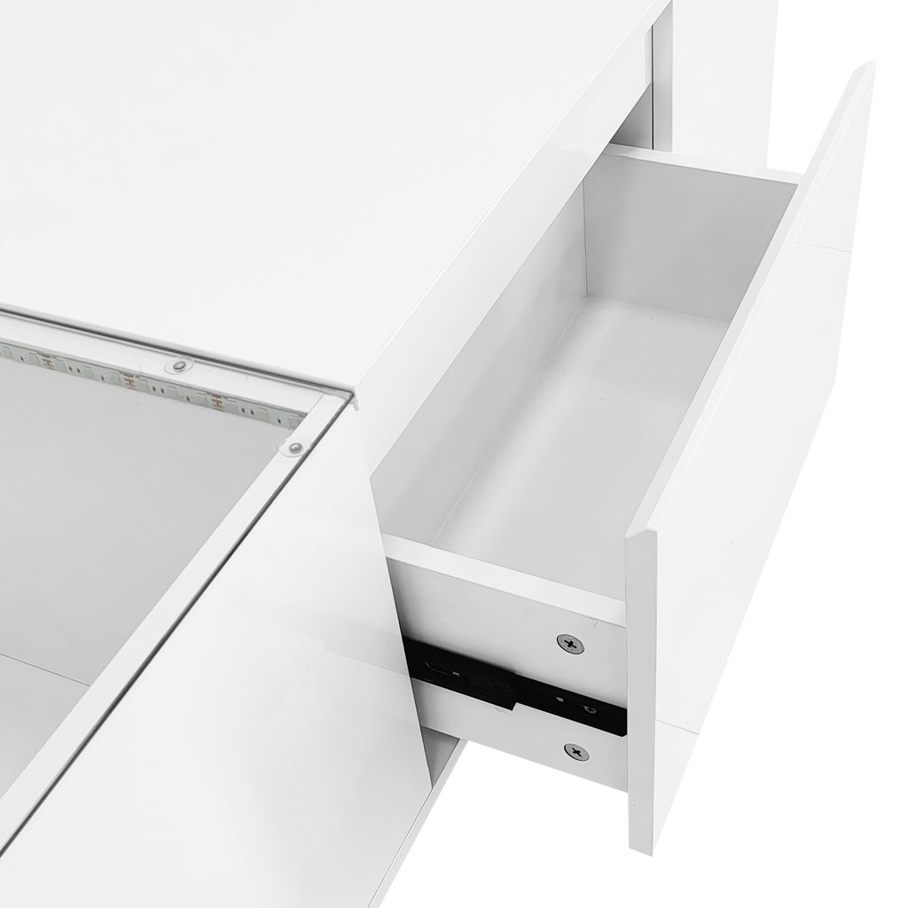Modern LED Coffee Table with High-Gloss Finish and Glass Tabletop
