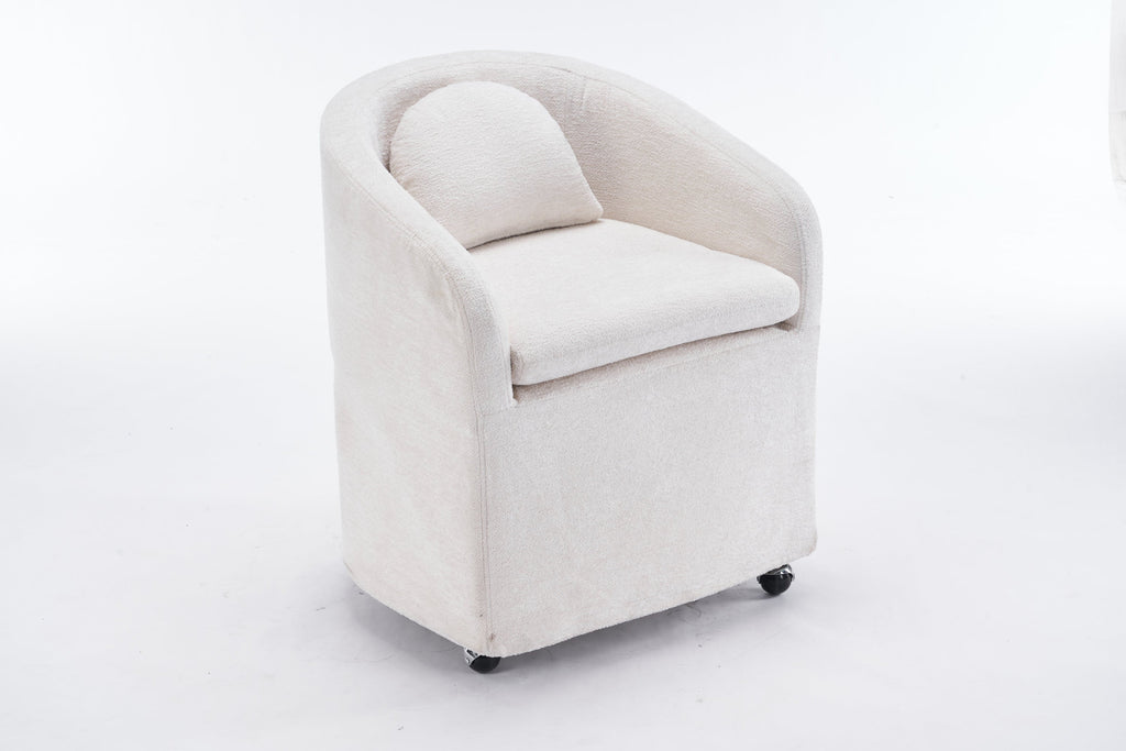 Modern Chenille Fabric Dining Armchair with Back Cushion