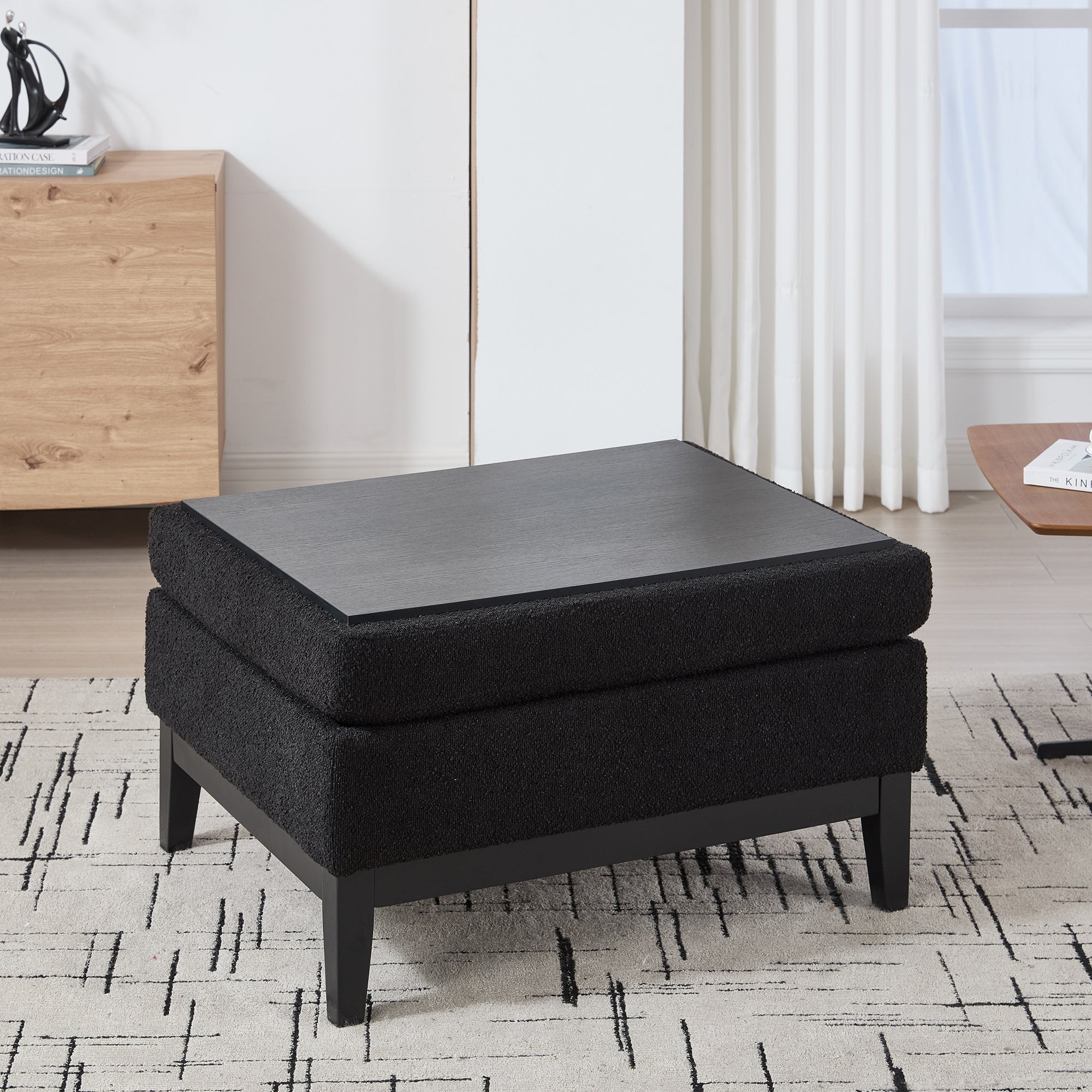 33.86'W Upholstered Wood Base Storage Ottoman