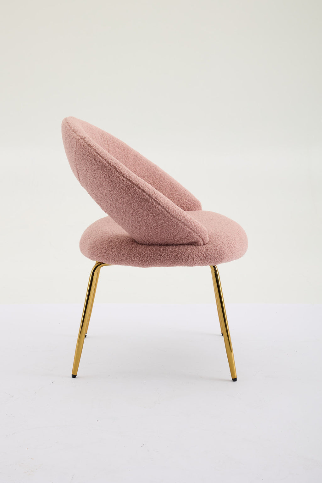 Velvet/Teddy Fabric Dining Chairs with Curved Backrest
