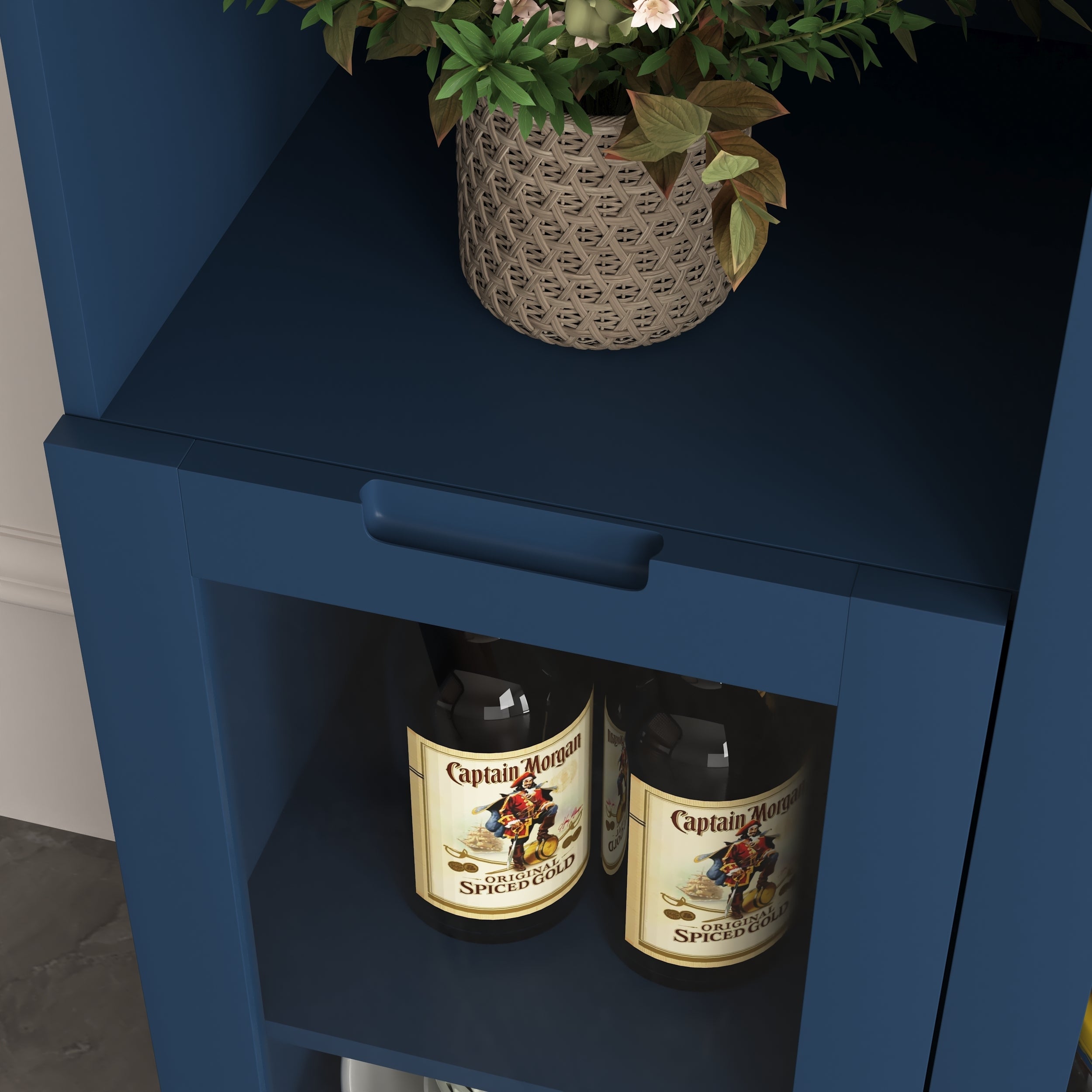 MDF Painted Cabinet with Glass Doors