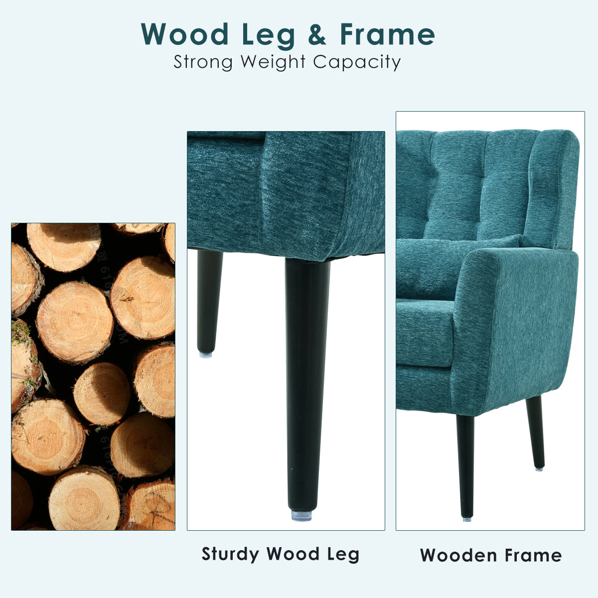 Mid-Century Chenille Accent Chair – Comfy Reading Chair with Lounge Style