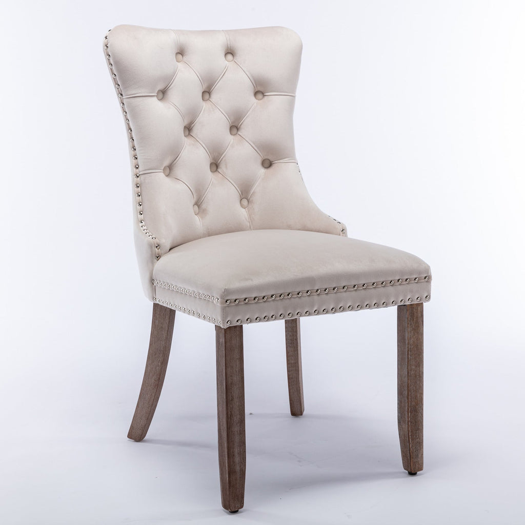 Modern High-end Tufted Solid Wood Velvet Dining Chair(Set of 2)