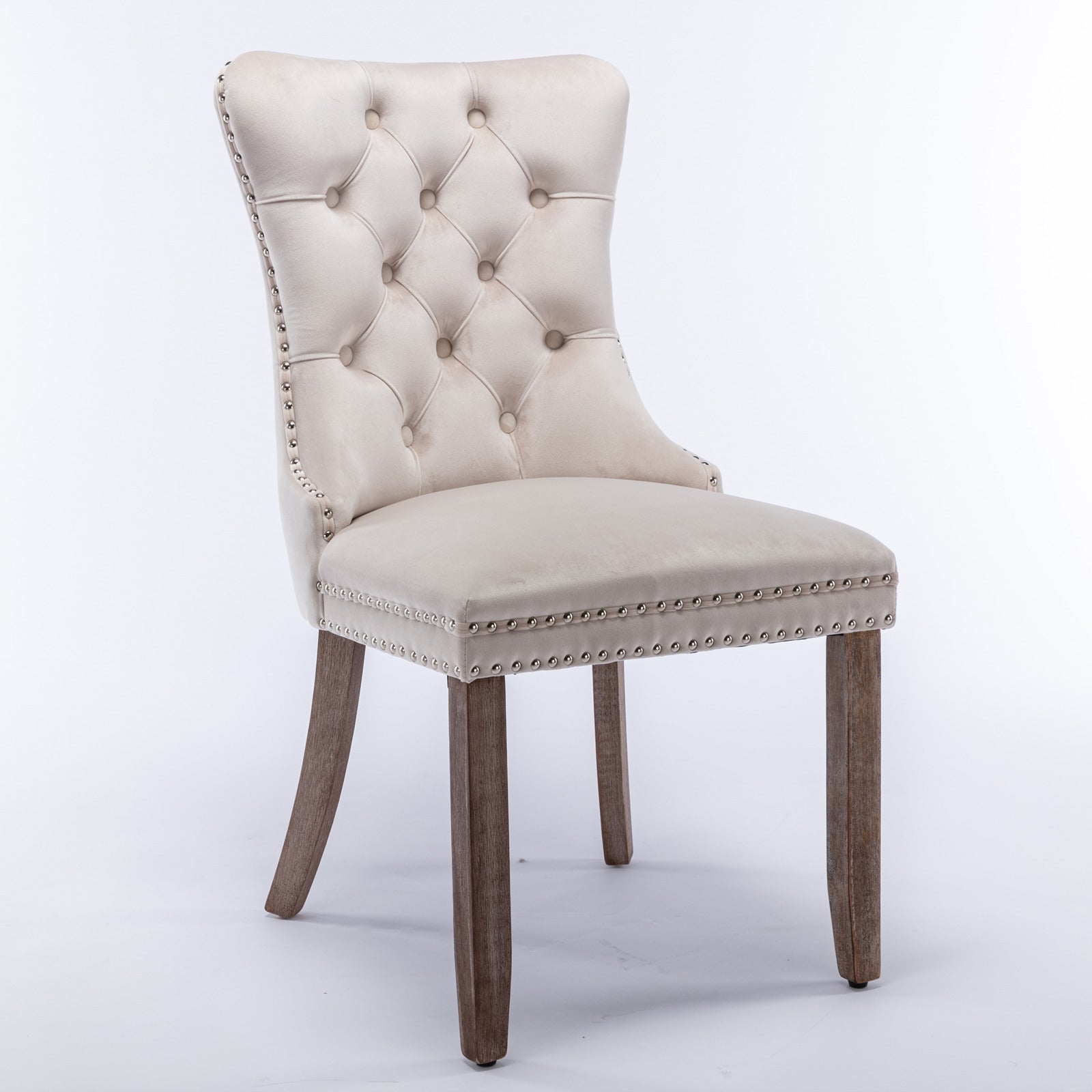 Modern High-end Tufted Solid Wood Velvet Dining Chair(Set of 2)